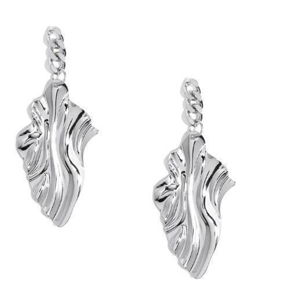 Zenzii Drop Earrings of Wavy Shiny Metal - Silver